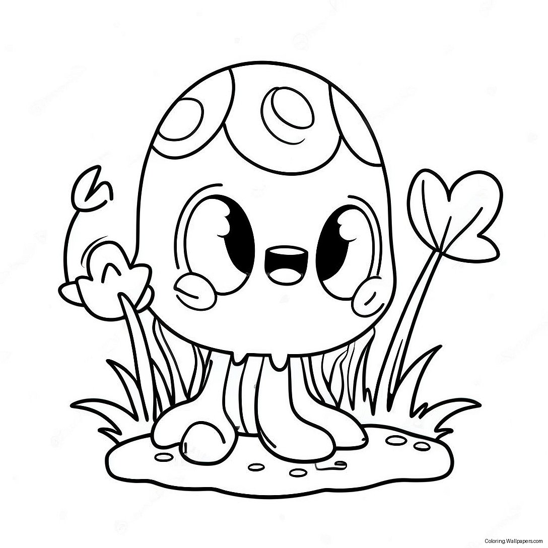 Cute Piranha Plant With Big Eyes Coloring Page 18342