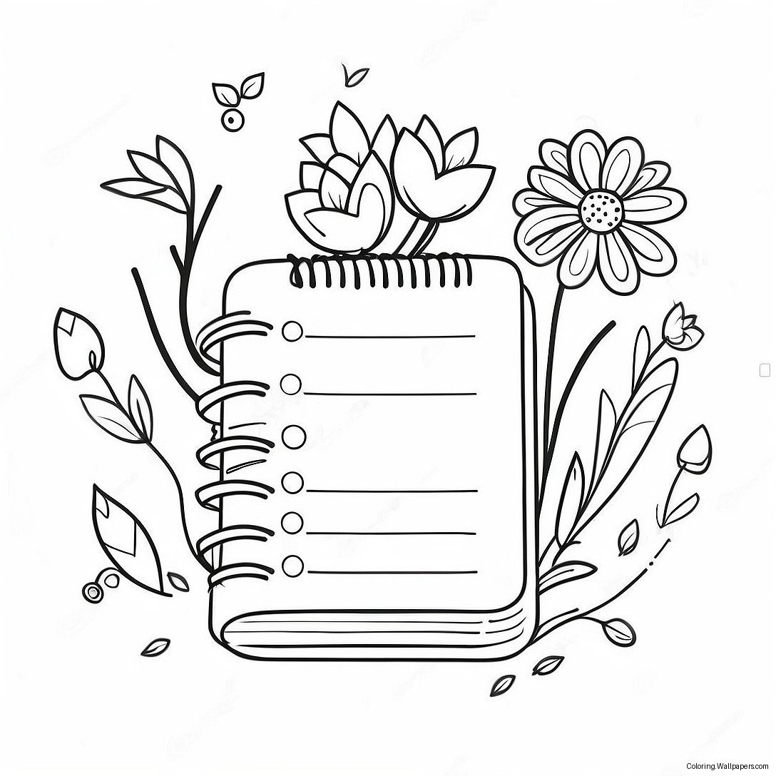 Schattige Planner Met Bloemen Kleurplaat 44715