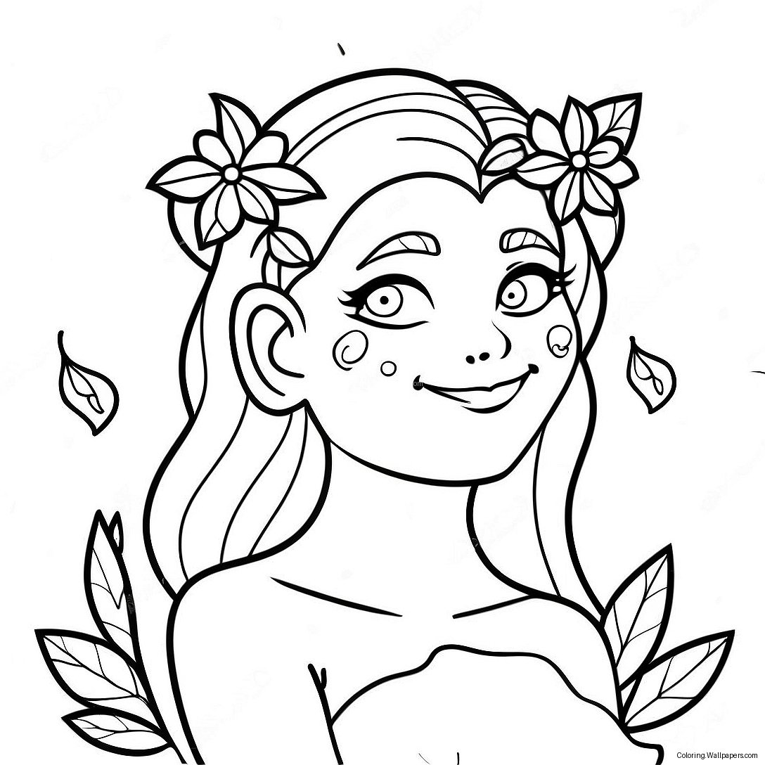 Cute Poison Ivy With Flowers Coloring Page 26926