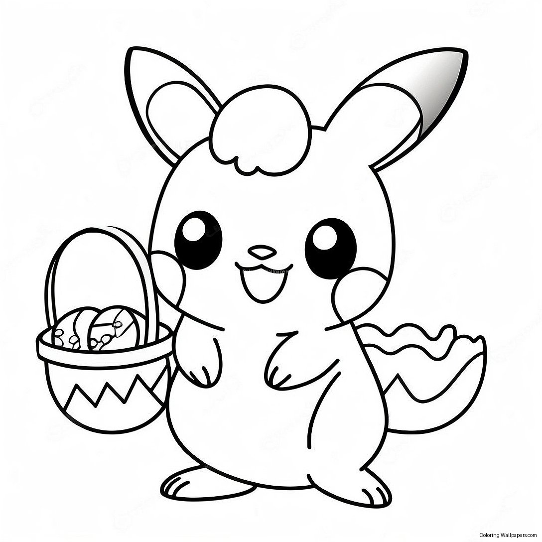 Página Para Colorear De Pokemon Adorables Con Cestas De Pascua 15970