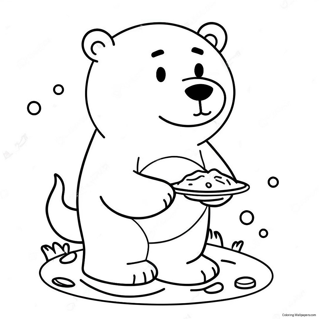 Cute Polar Bear Ice Fishing Coloring Page 41306