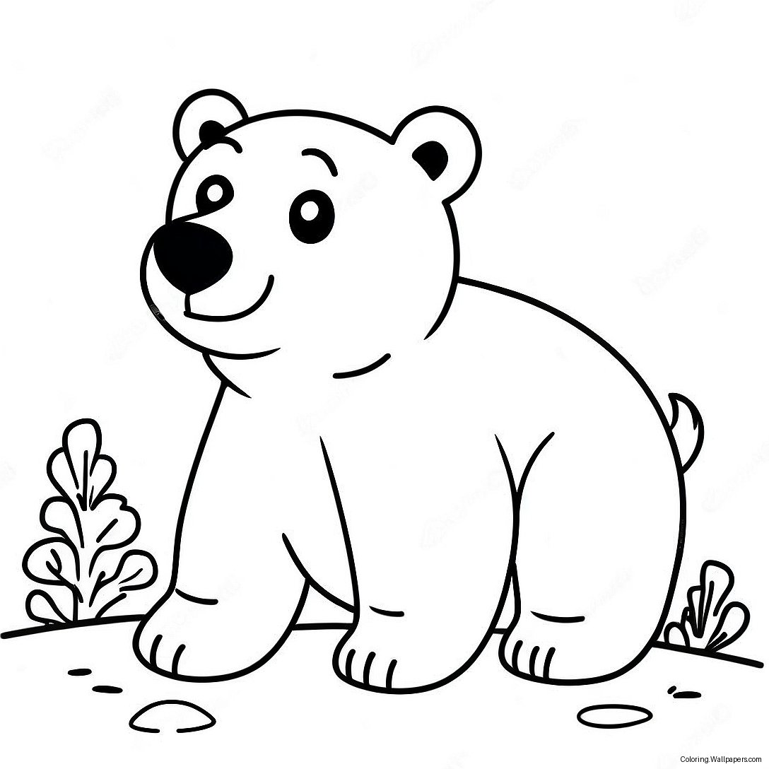 Página Para Colorir Do Urso Polar Fofo Na Neve 18553