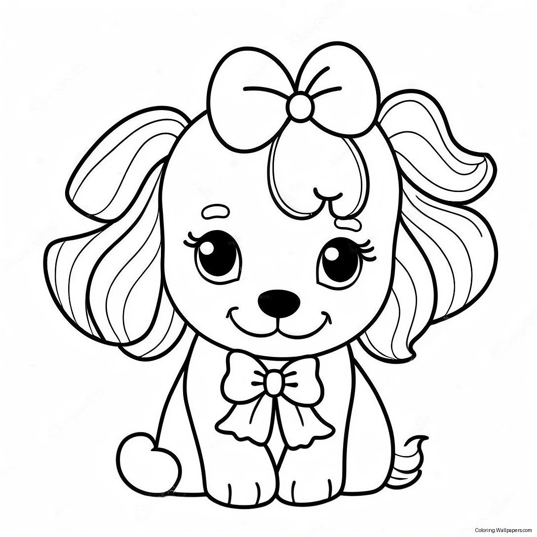 Cute Poodle With Bow Coloring Page 5918