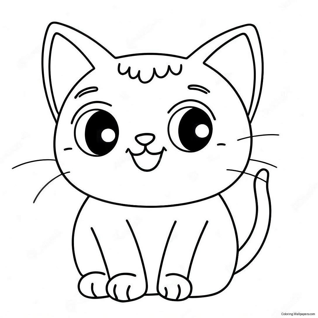 Cute Pop Cat With Big Eyes Coloring Page 48576