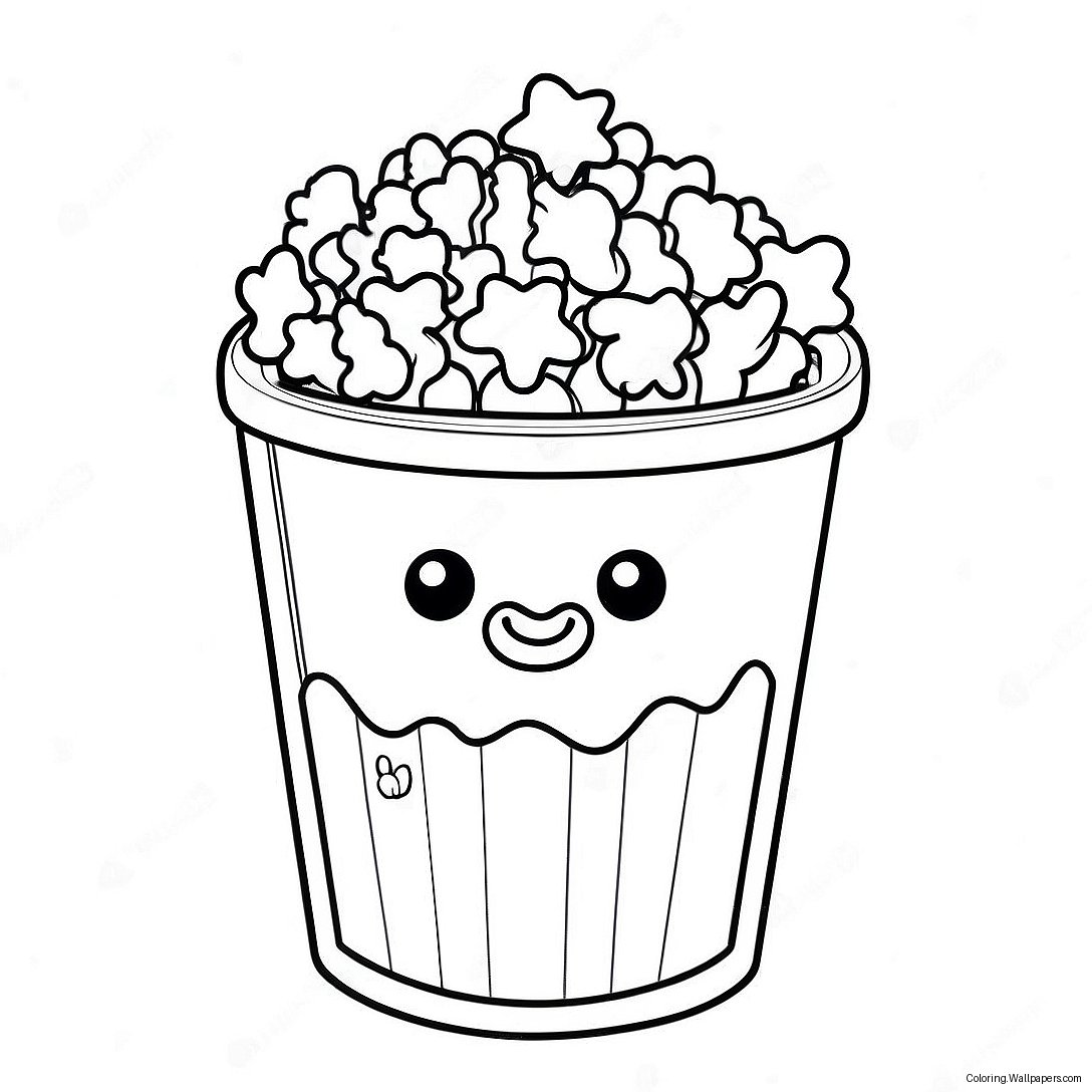 Cute Popcorn Bucket Coloring Page 2173