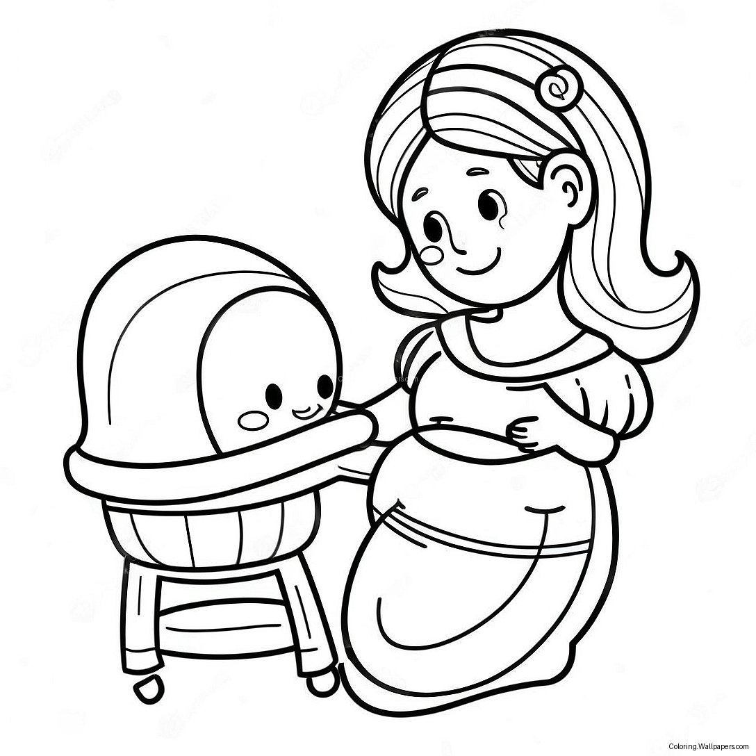 Página Para Colorir De Mulher Grávida Fofa Com Barriga De Bebê 23828