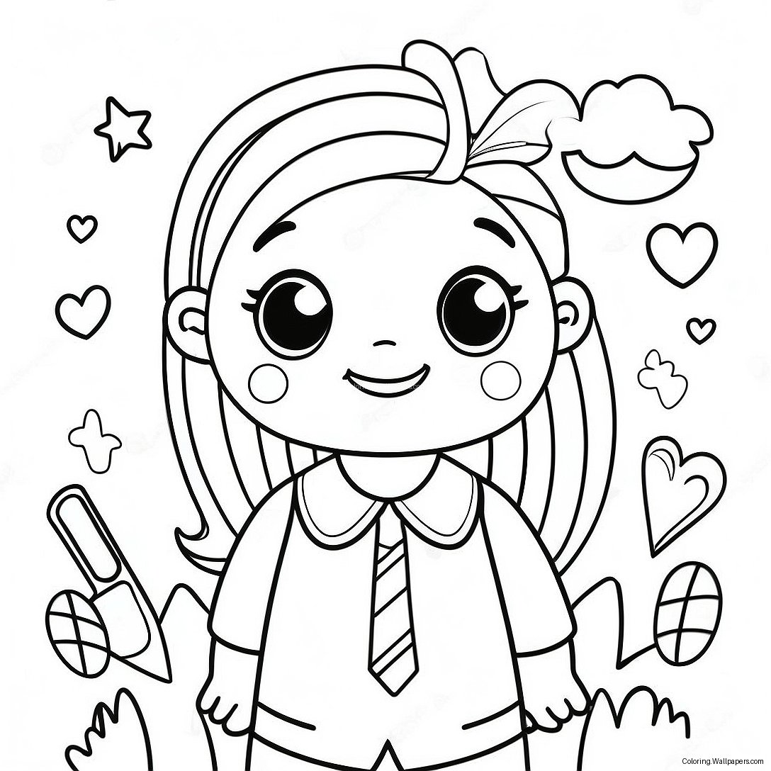 Cute Preppy Characters Coloring Page 23696