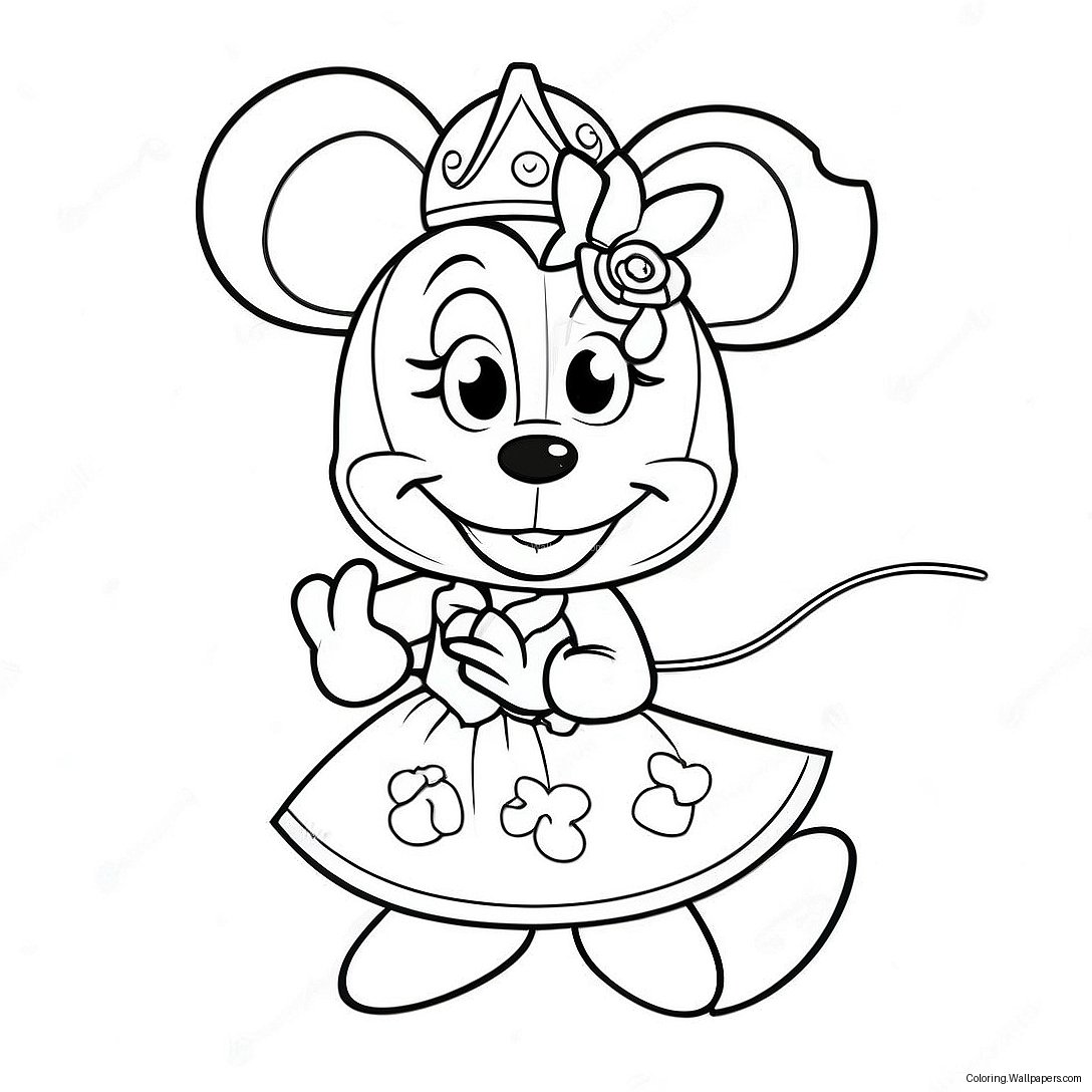 Page À Colorier Princesse Minnie Mouse Mignonne Dans Une Robe Étincelante 44163