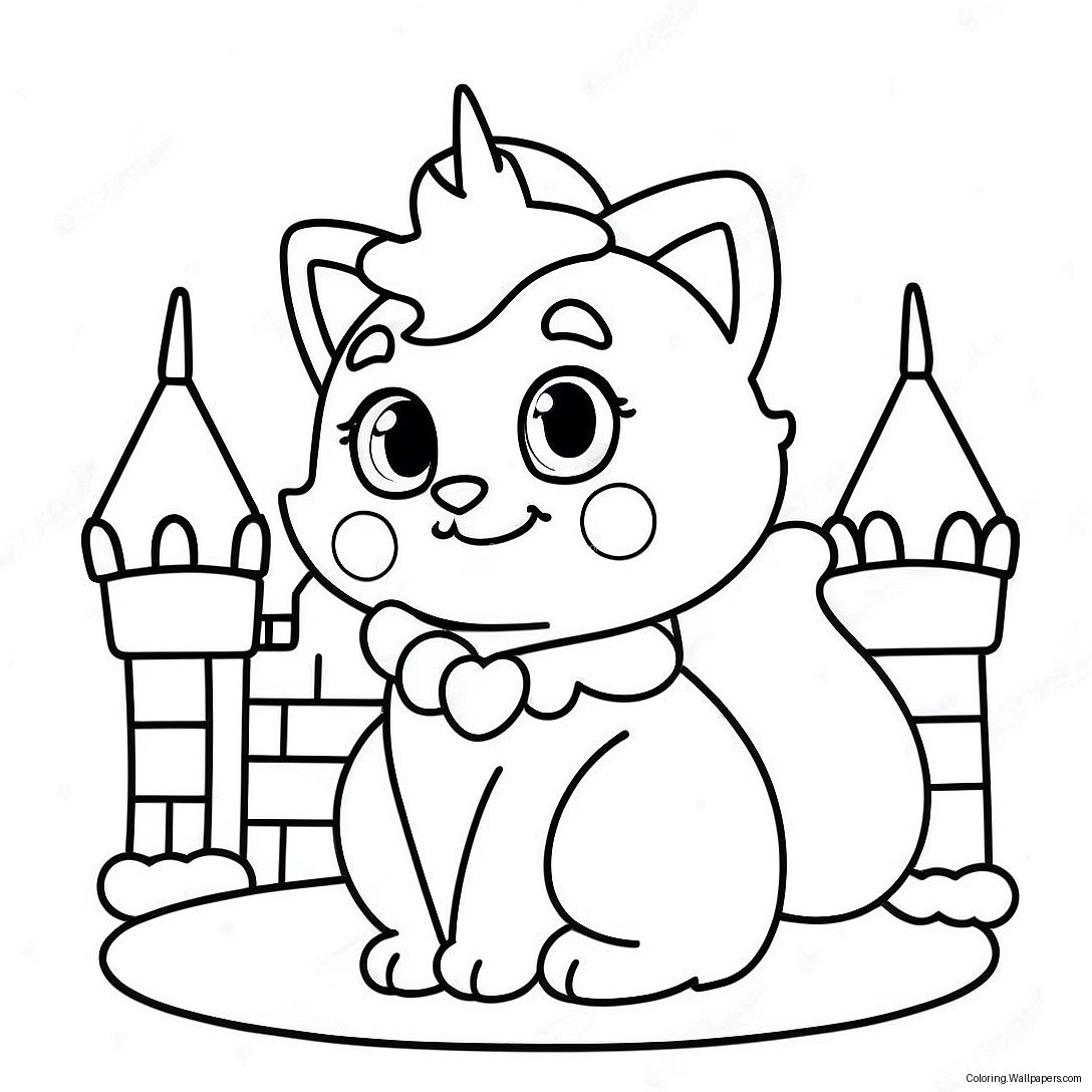 Cute Princess Peach Cat In A Castle Coloring Page 39370