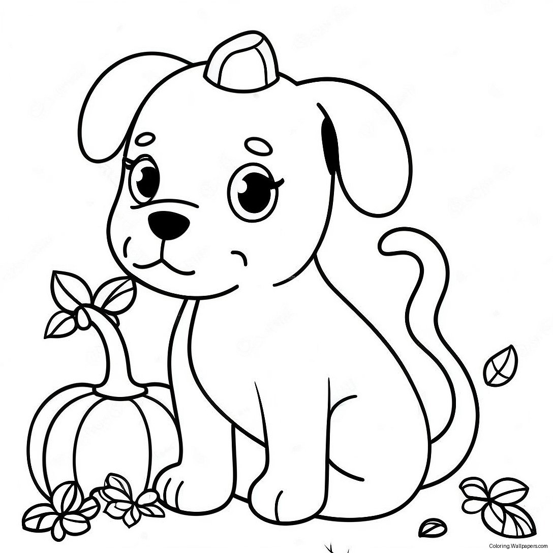 Cute Pumpkin Dog Coloring Page 5804