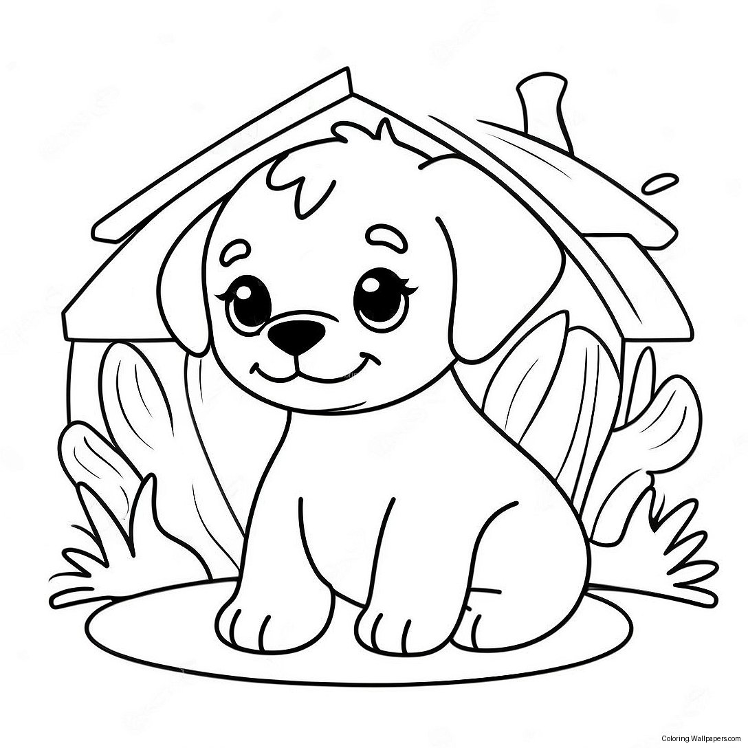 Cute Puppy At Animal Shelter Coloring Page 39025