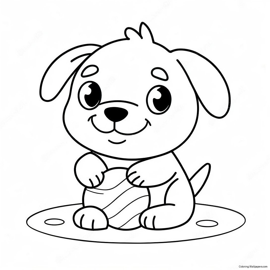 Cute Puppy Playing With A Ball Coloring Page 1834