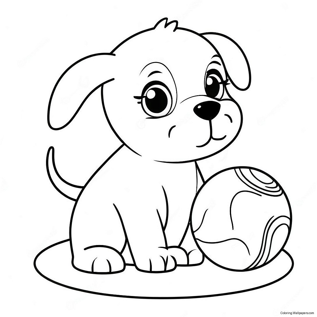 Cute Puppy Playing With Ball Coloring Page 47145