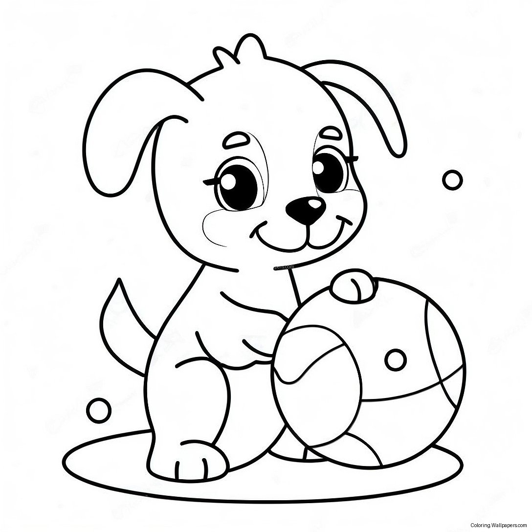 Cute Puppy Playing With Ball Coloring Page 47146