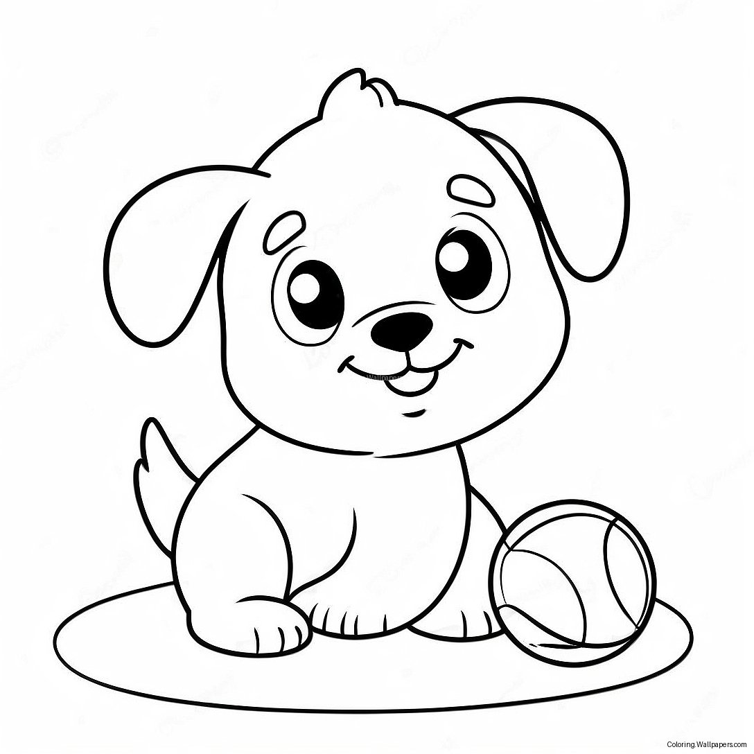 Cute Puppy Playing With Ball Coloring Page 47148