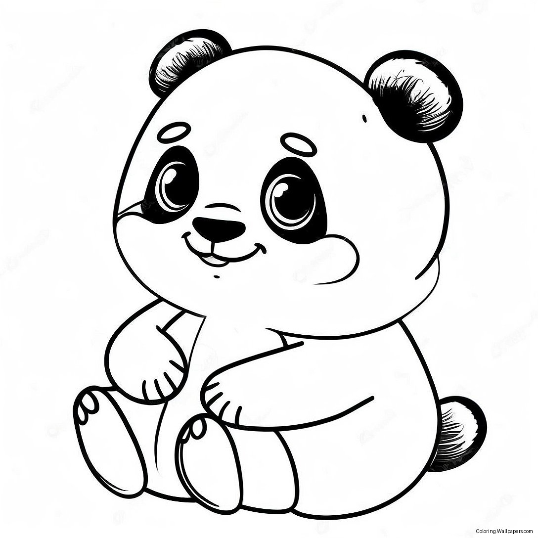 Cute Qiqi With Panda Coloring Page 58242