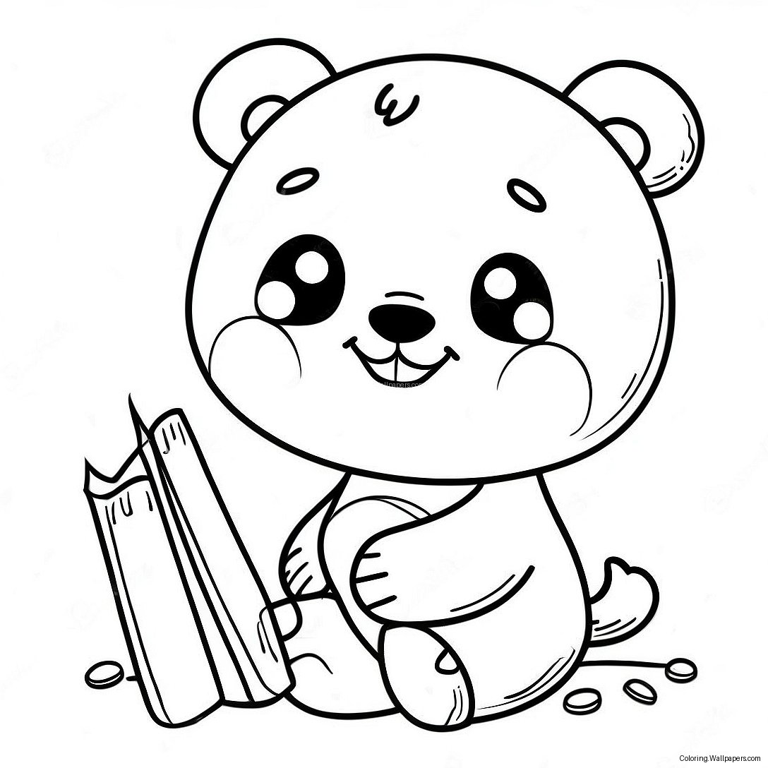 Cute Qiqi With Panda Coloring Page 58244