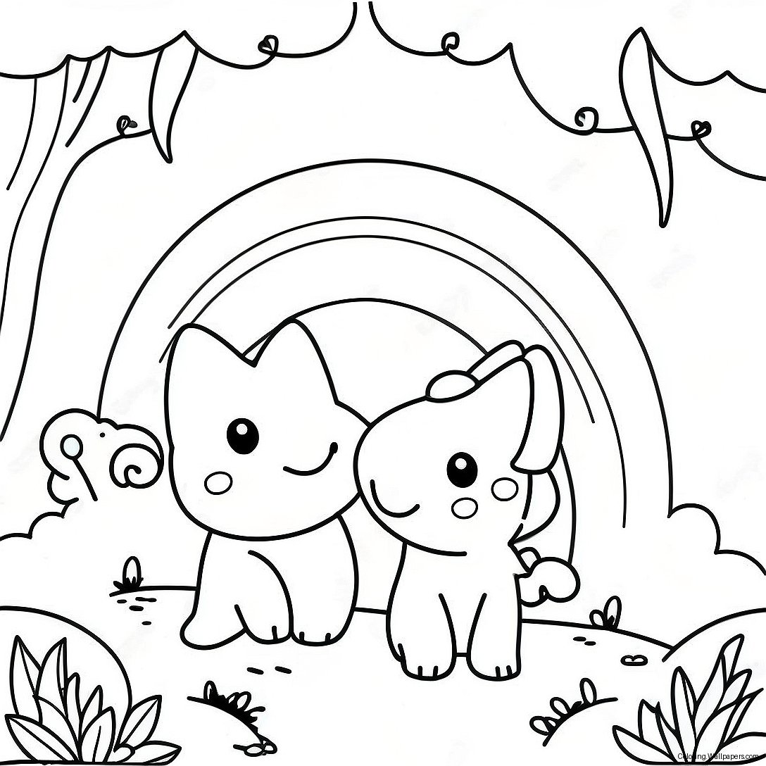 Cute Rainbow Friends Cyan In A Magical Forest Coloring Page 6687