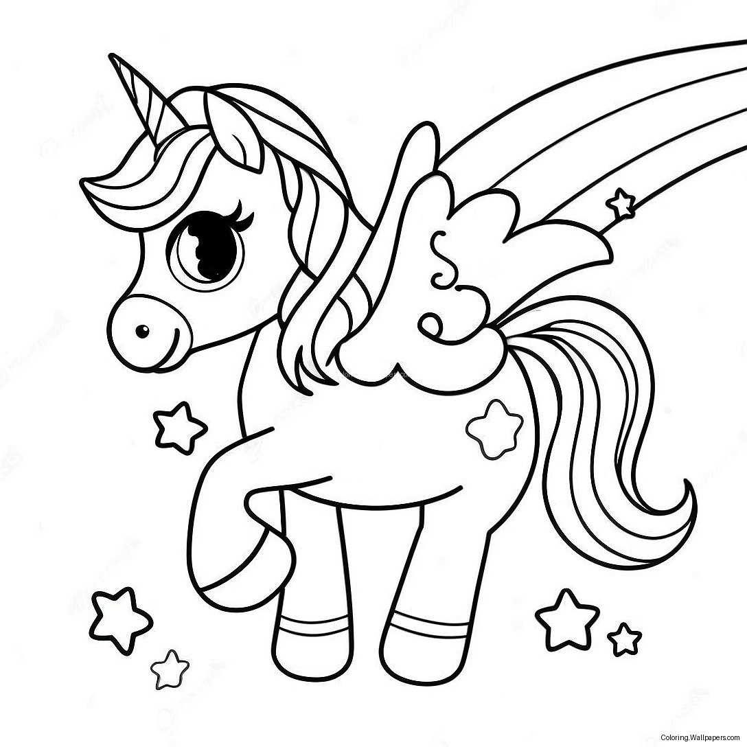 Cute Rainbow Unicorn Rainbocorn Coloring Page 34864