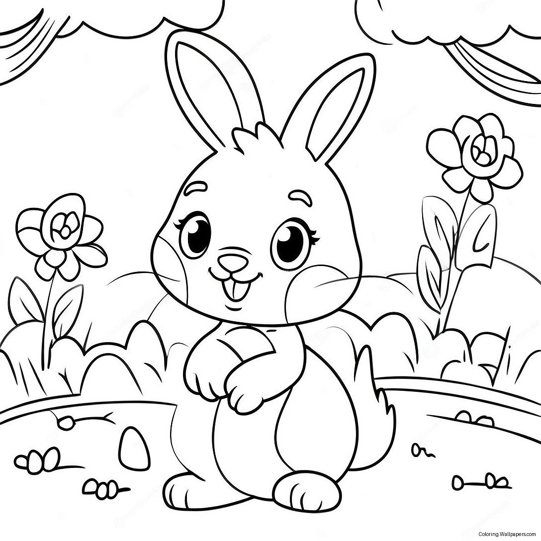 Cute Rebecca Rabbit In A Garden Coloring Page 55365