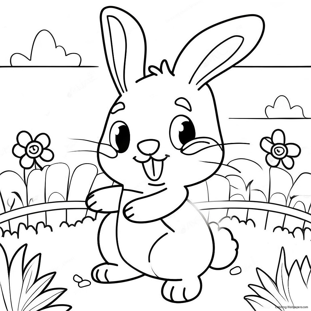 Cute Rebecca Rabbit In A Garden Coloring Page 55366