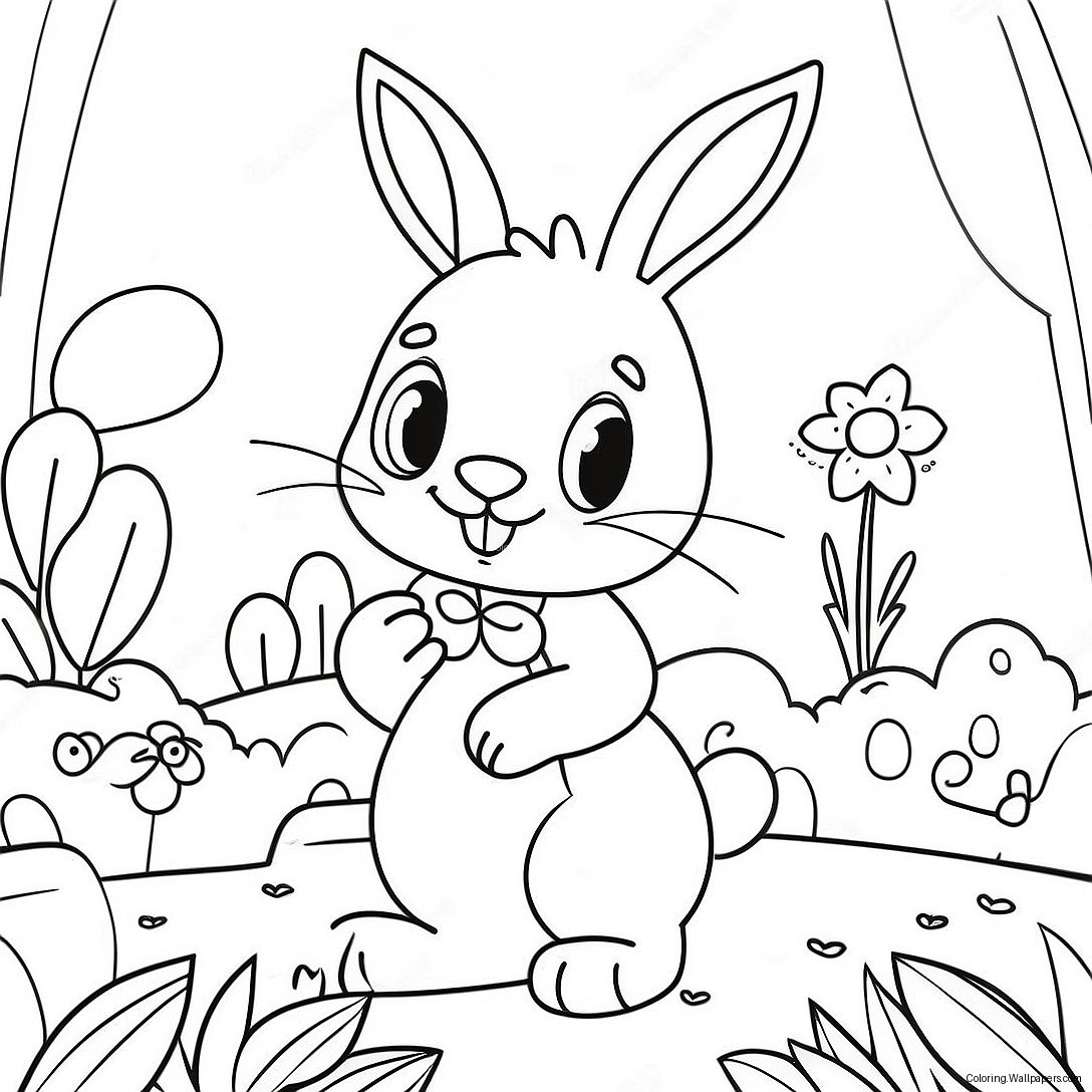 Cute Rebecca Rabbit In A Garden Coloring Page 55368