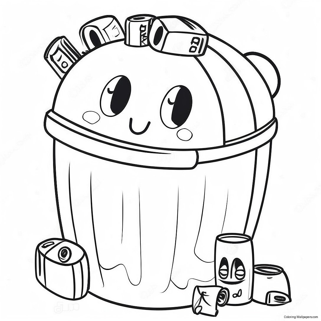 Cute Recycling Bin Coloring Page 4803