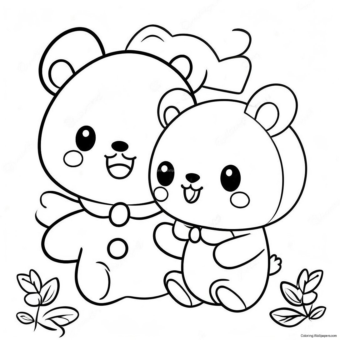 Cute Rilakkuma And Cinnamoroll Friends Coloring Page 6757