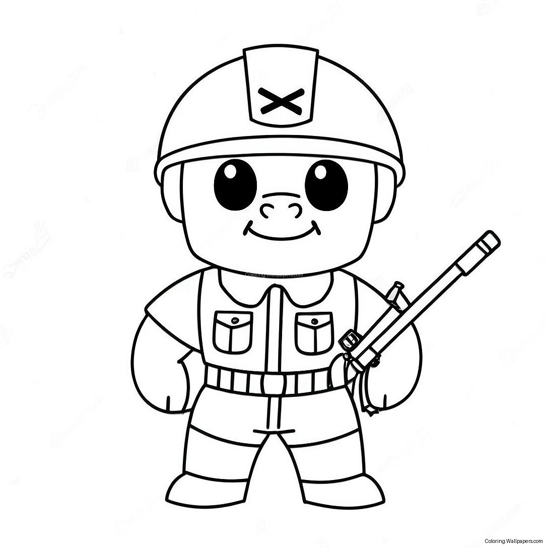 Cute Roblox Soldier Piggy Coloring Page 44528