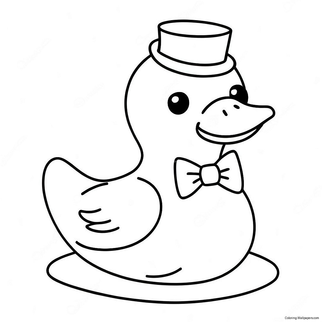 Cute Rubber Duck With A Bowtie Coloring Page 31072