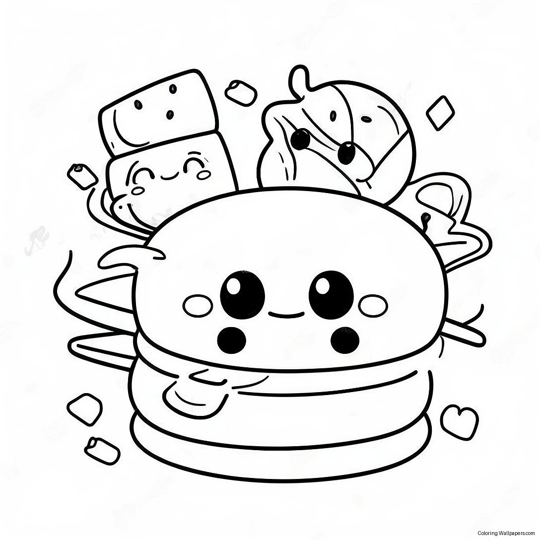 Cute S'mores With Smiling Faces Coloring Page 15164