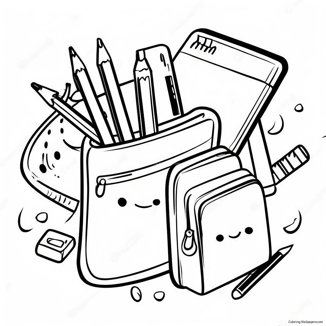 Cute School Supplies Coloring Page 25432