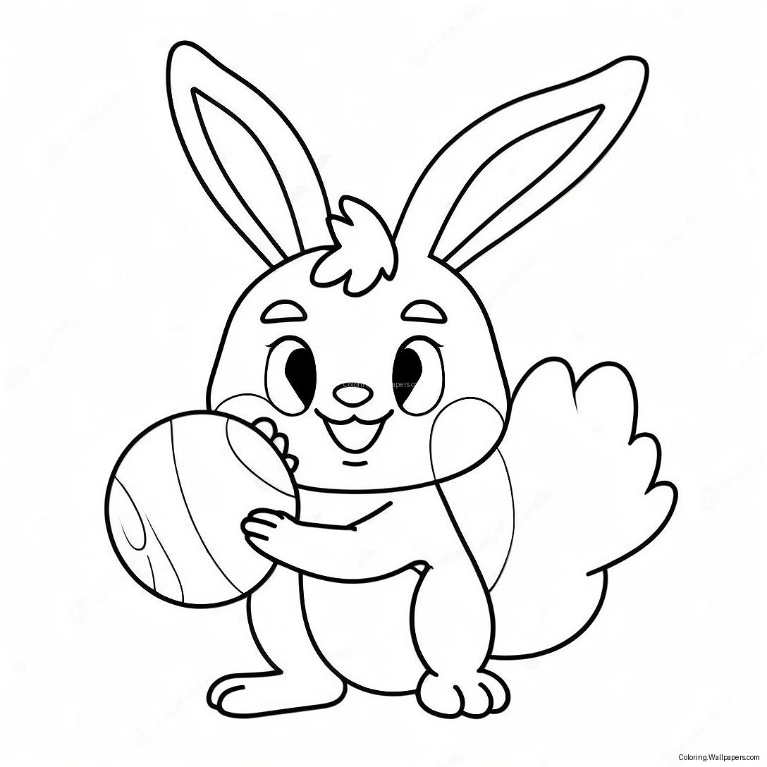 Cute Scorbunny Playing With A Ball Coloring Page 19615