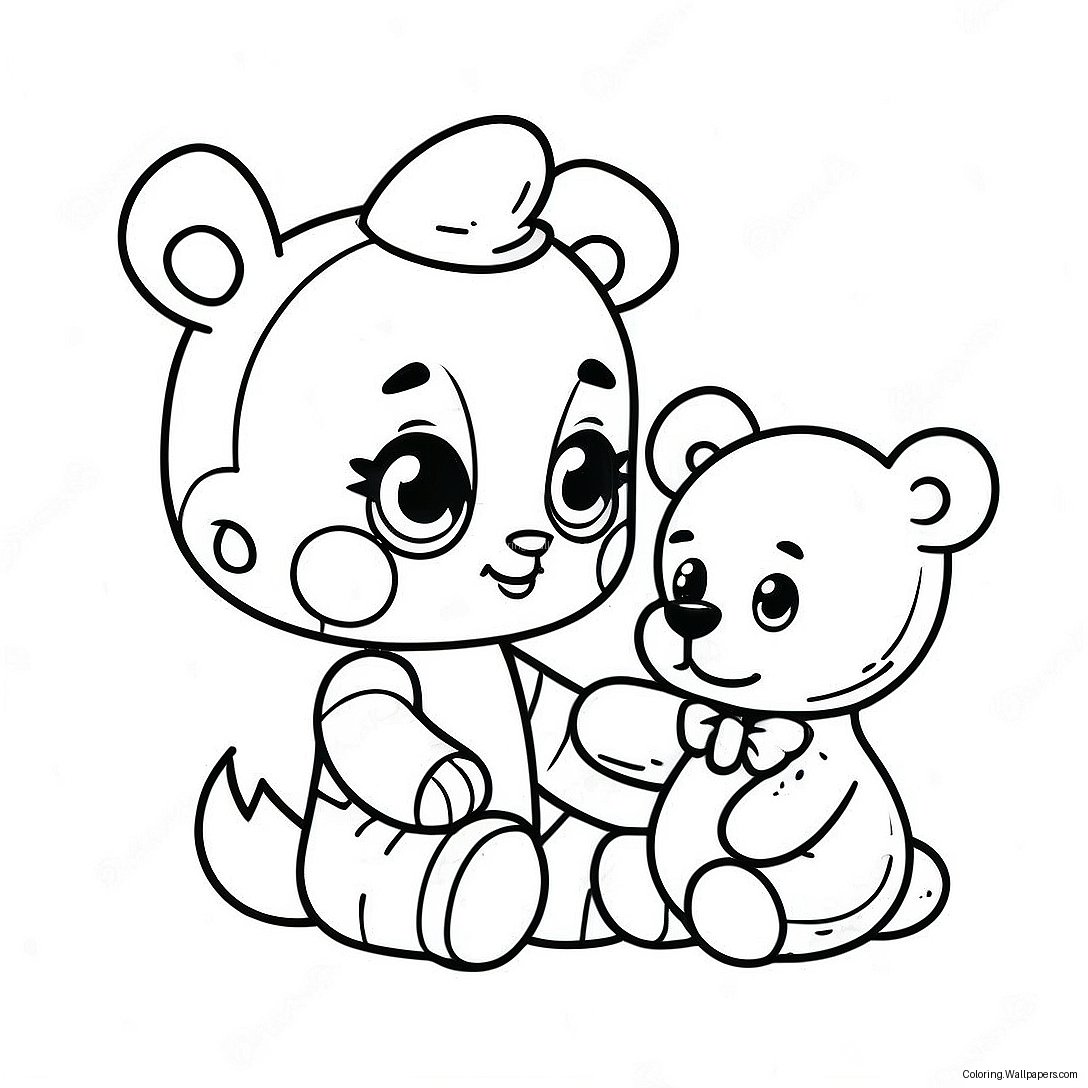 Cute Scrap Baby With Teddy Bear Coloring Page 38001