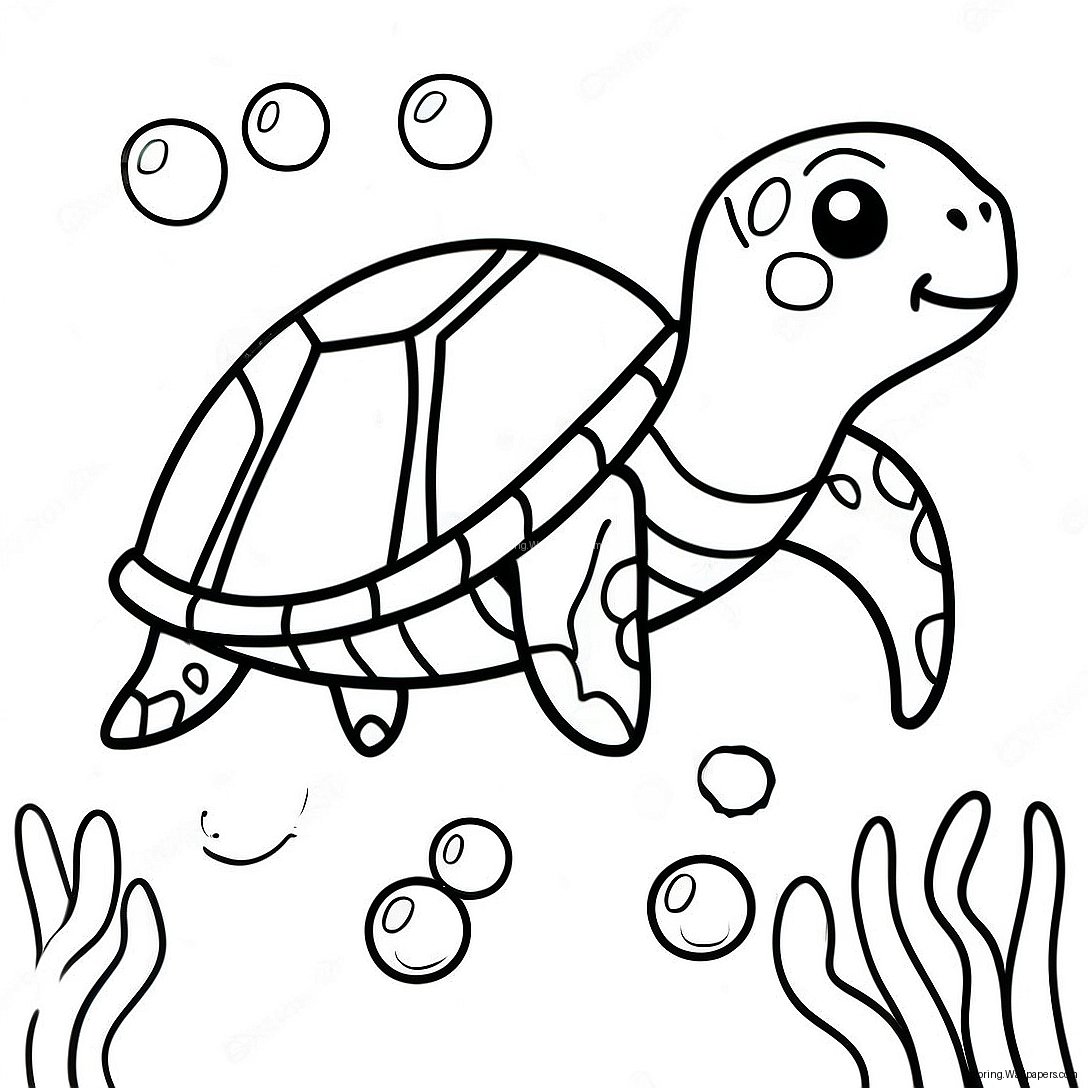 Page À Colorier De Mignonne Tortue De Mer Nageant 11477