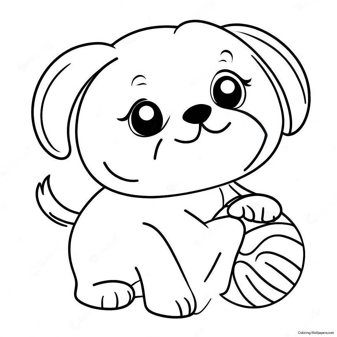 Página Para Colorear De Adorable Shih Tzu Jugando Con Una Pelota 15208