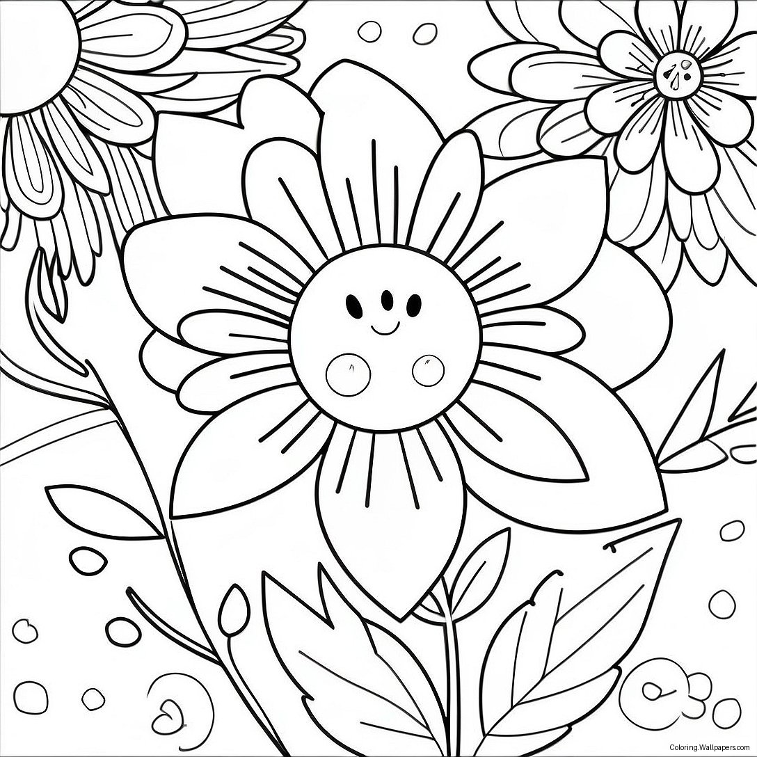 Page À Colorier De Fleur Simple Et Mignonne 3890