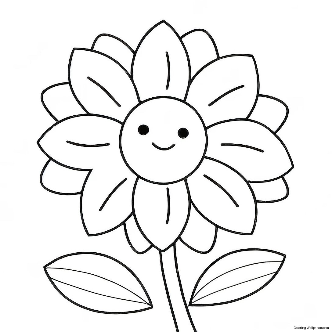 Página Para Colorear De Flor Simple Y Linda 3892