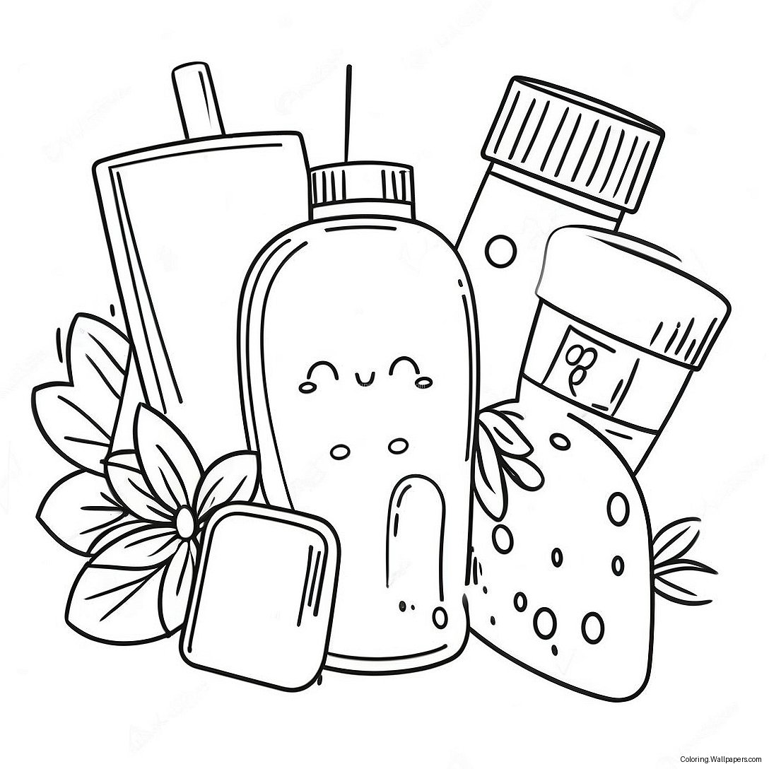 Cute Skincare Routine Coloring Page 2036