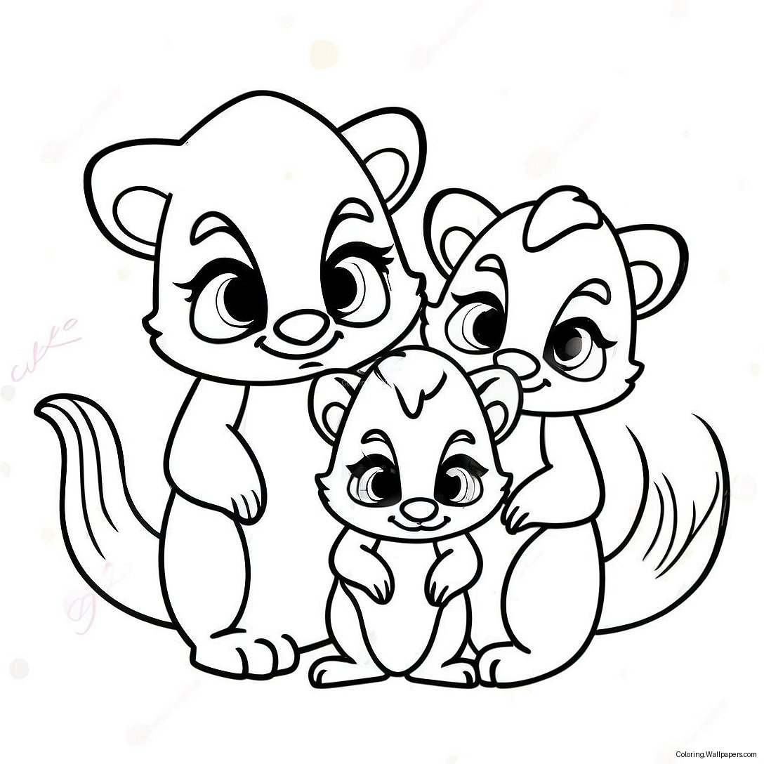 Cute Skunk Family Coloring Page 26735