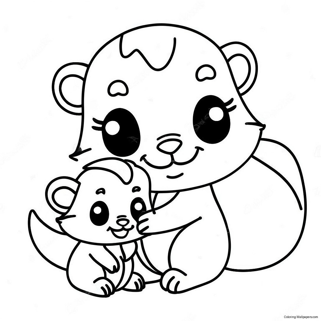 Cute Skunk Family Coloring Page 26736