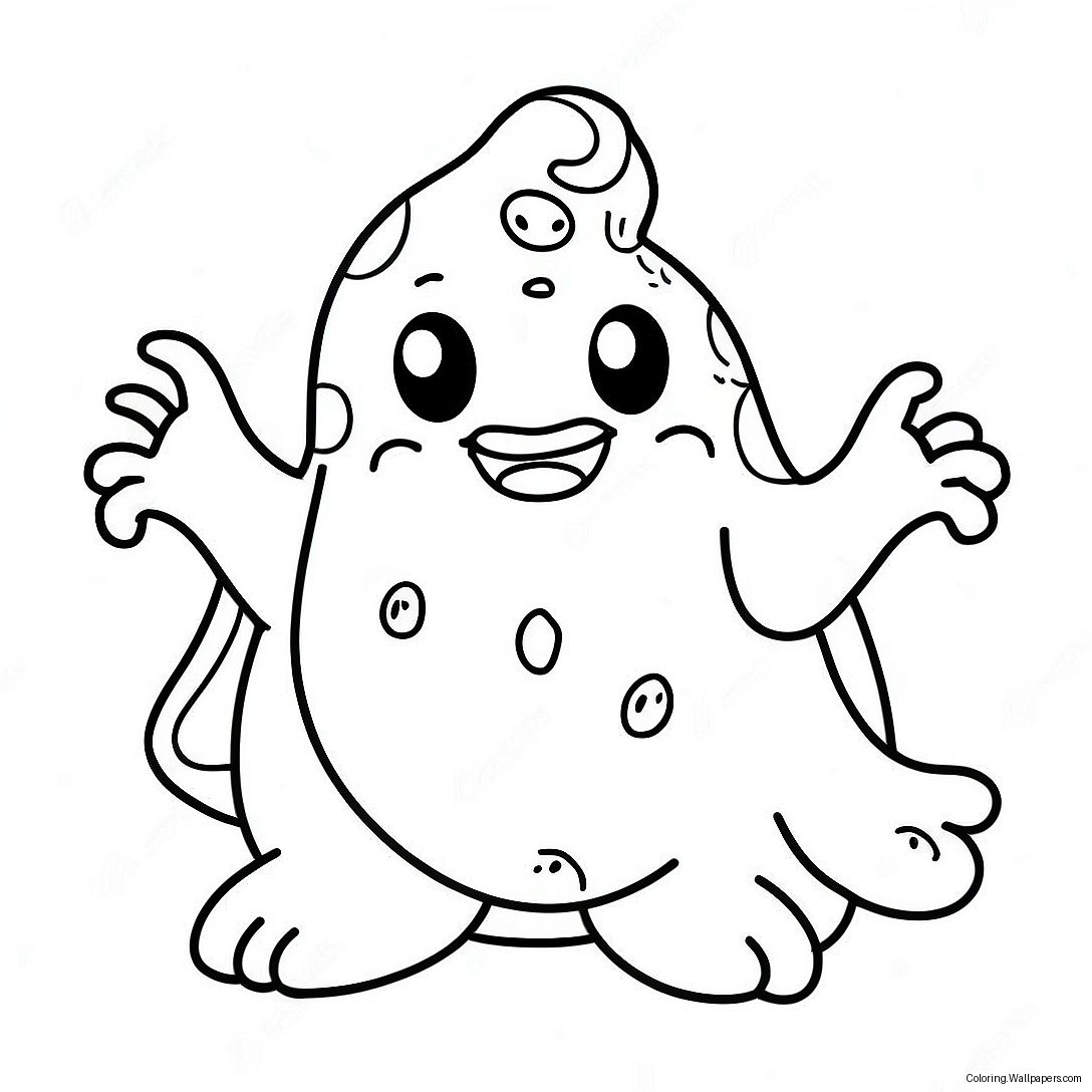 Cute Slimer Ghost Coloring Page 48357