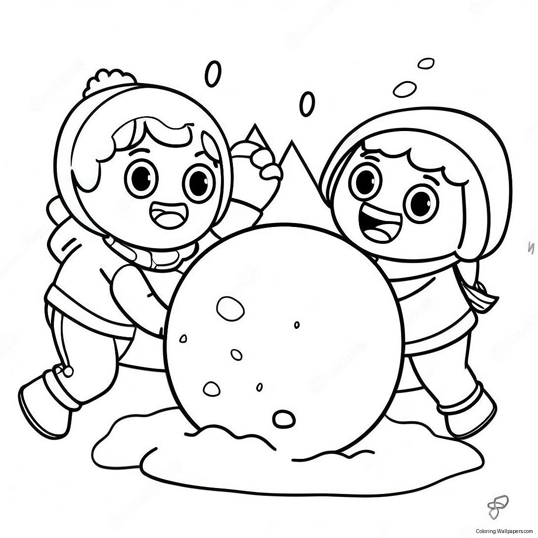 Cute Snowball Fight Coloring Page 43978