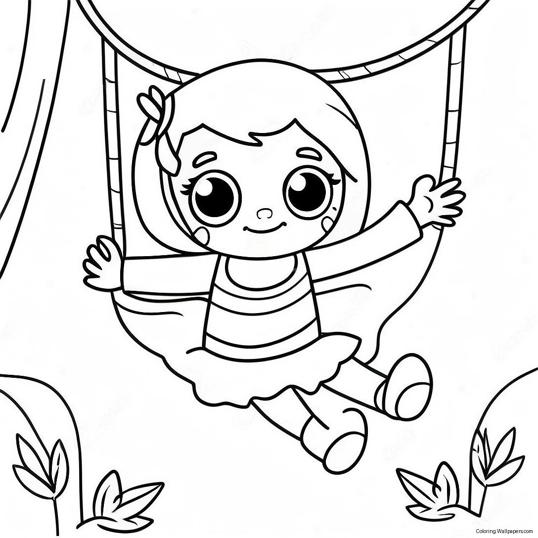 Cute Spider Girl Swinging From A Web Coloring Page 8852