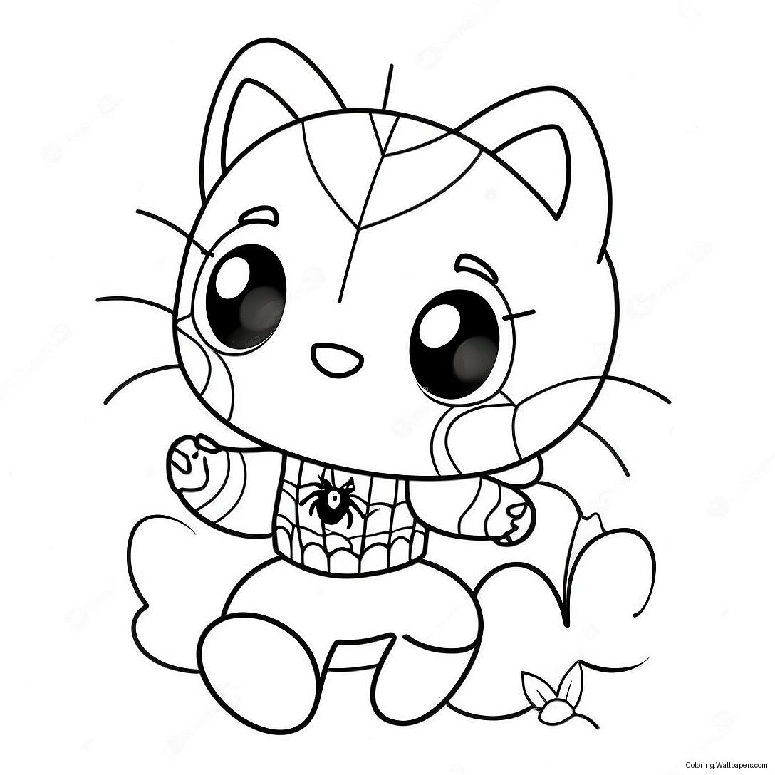 Cute Spiderman Hello Kitty Coloring Page 31836