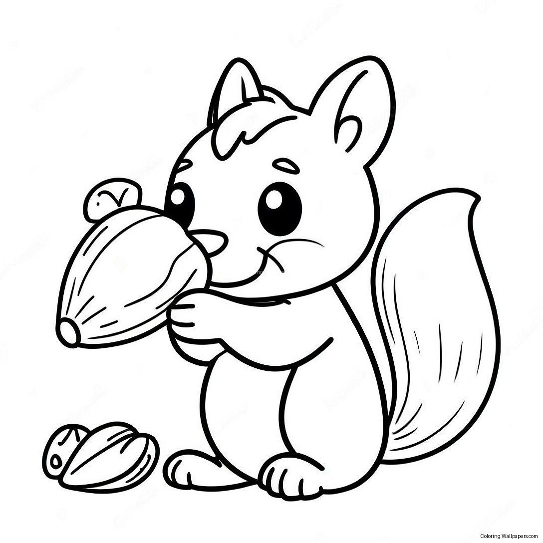 Niedliches Eichhörnchen Mit Einer Eichel Coloring Page 2708