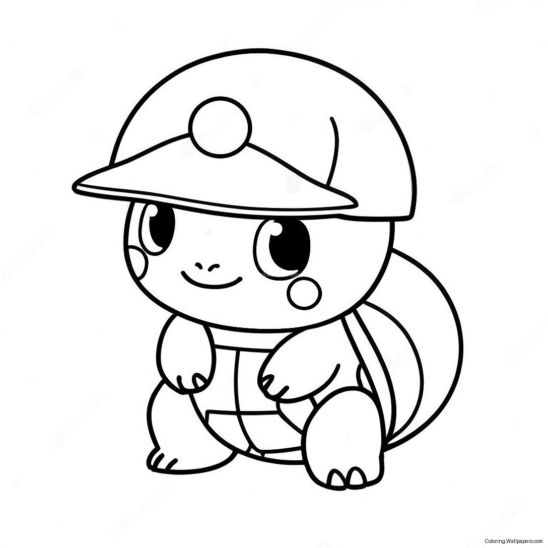 Cute Squirtle With A Hat Coloring Page 1715