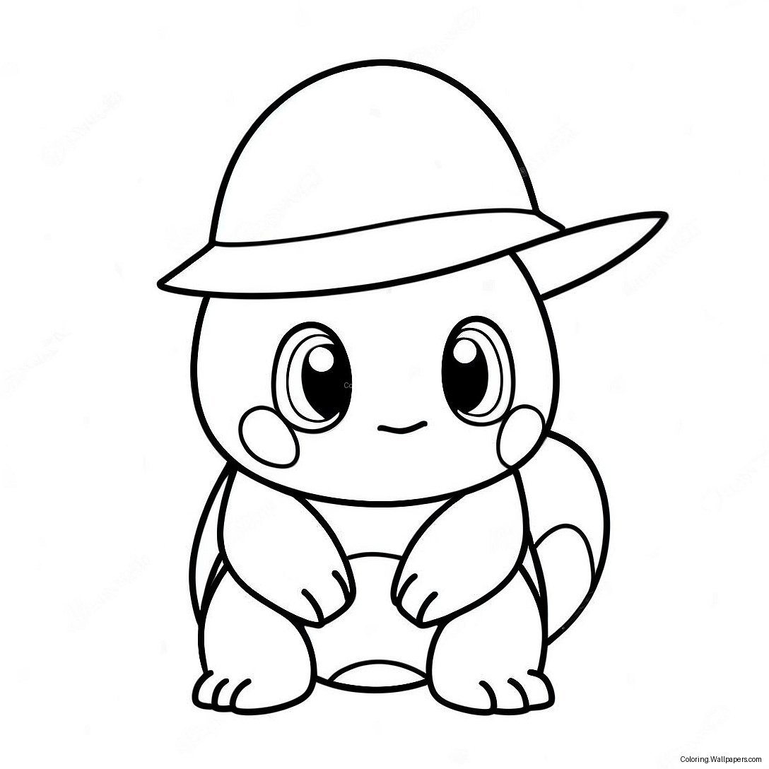 Söt Squirtle Med Hatt Färgläggningssida 1716