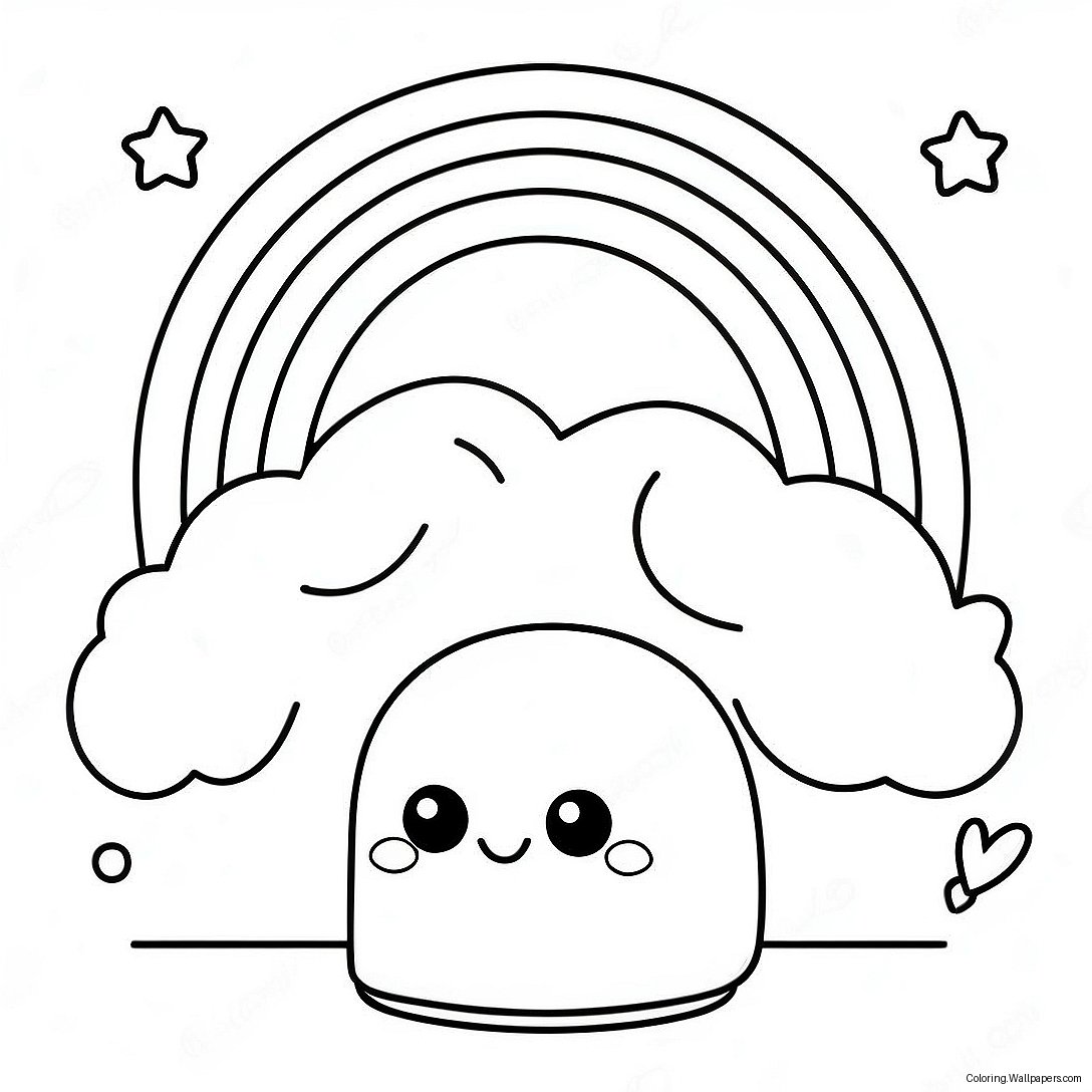 Página Para Colorir De Squishmallows Fofos Em Um Arco-Íris 50698