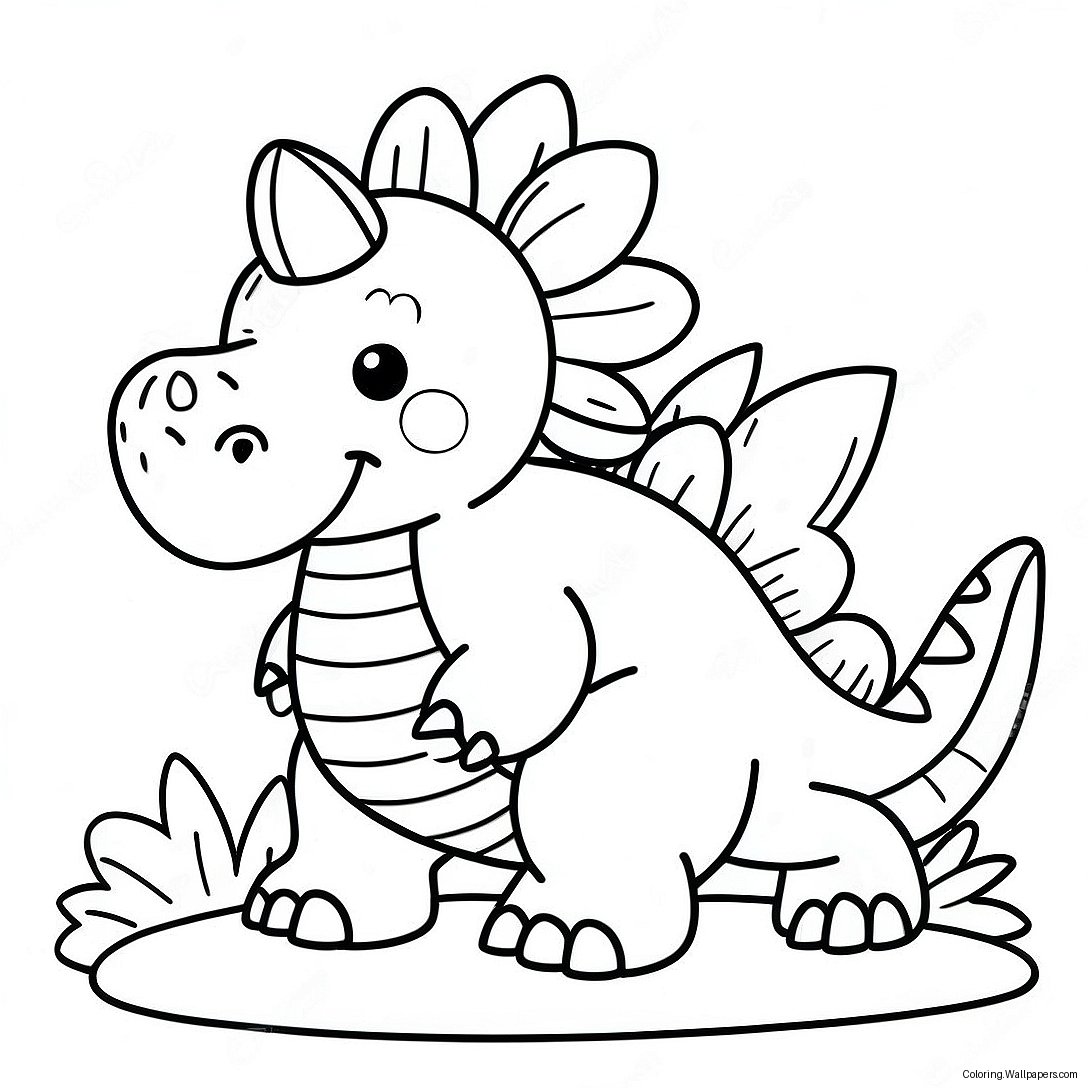 Cute Stegosaurus With Flowers Coloring Page 13424